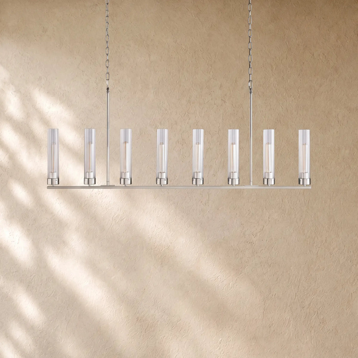 Andreass Linear Chandelier - 8-Light / Nickel