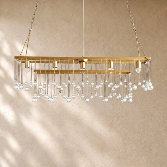 Aubray Rectangular Chandelier - Brass / 47“