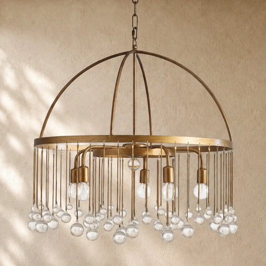 Aubray Round Chandelier - Brass / 2-Tier 5-Light