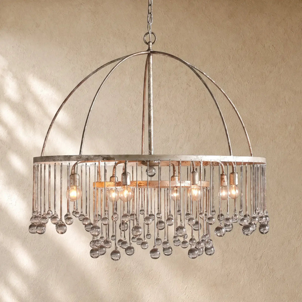 Aubray Round Chandelier - Silver / 2-Tier 5-Light