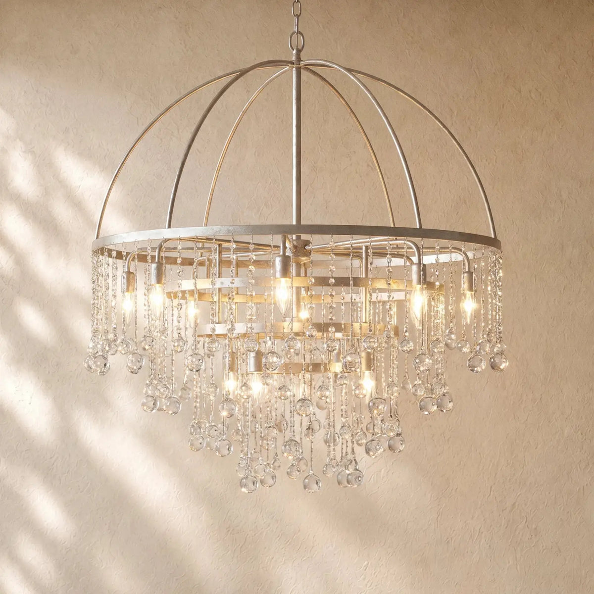 Aubray Round Chandelier - Silver / 4-Tier 8-Light