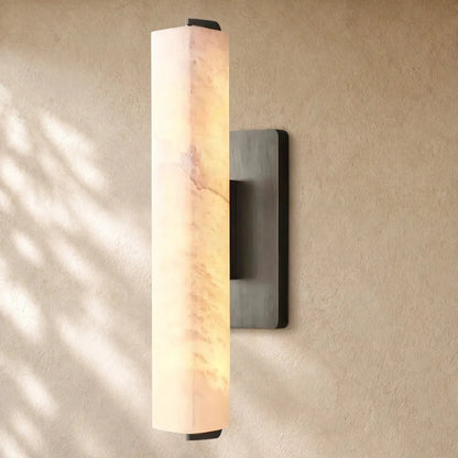 Audubom Alabaster Single Sconce - 15’’ / Bronze