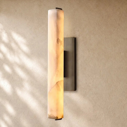 Audubom Alabaster Single Sconce - 19’’ / Bronze