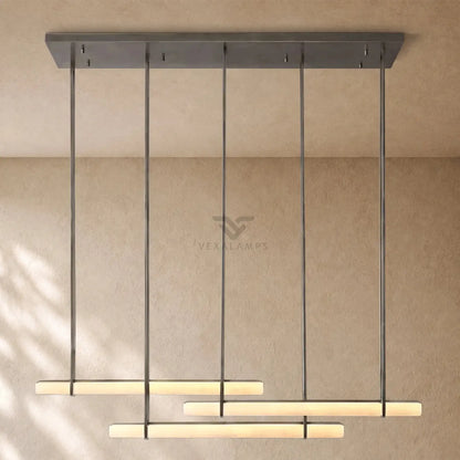 Audubom Alabaster Triple Bar Linear Chandelier