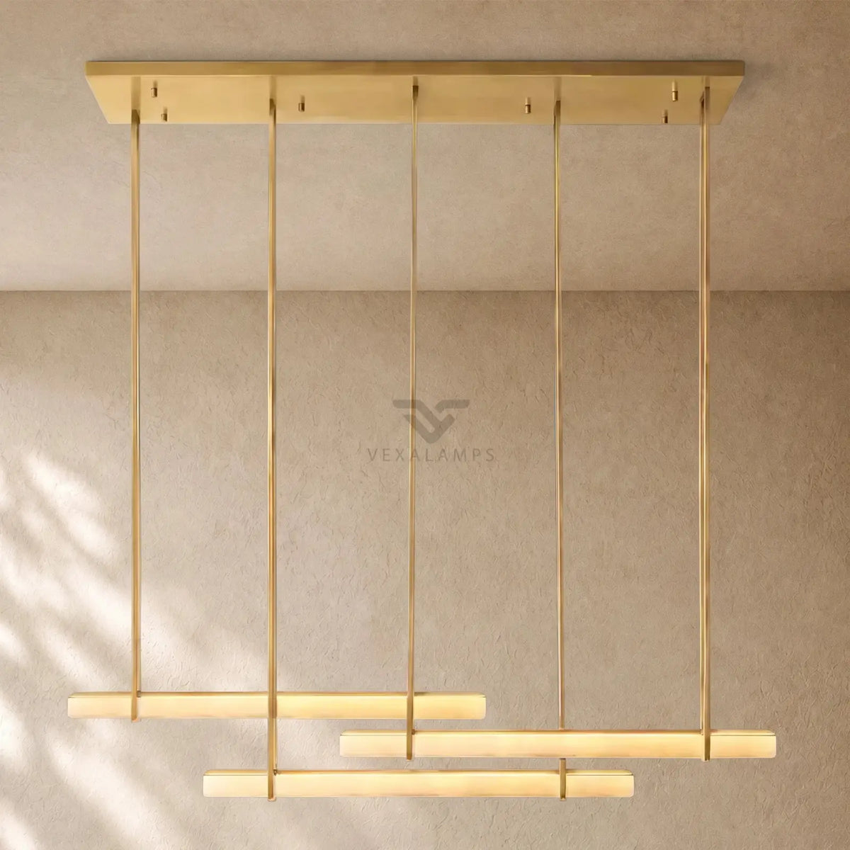 Audubom Alabaster Triple Bar Linear Chandelier