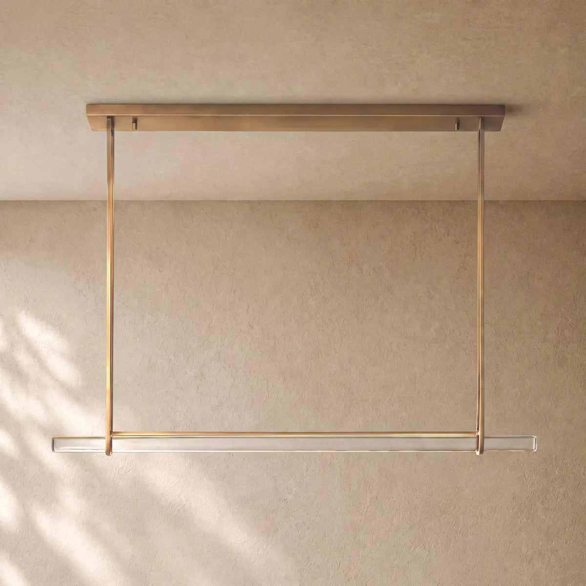Audubom Crystal Horizontal Single Bar Linear Chandelier - Brass / Grand