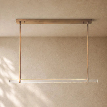 Audubom Crystal Horizontal Single Bar Linear Chandelier - Brass / Grand