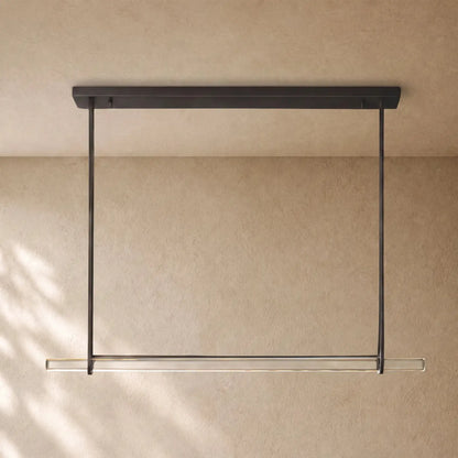 Audubom Crystal Horizontal Single Bar Linear Chandelier - Bronze / Grand