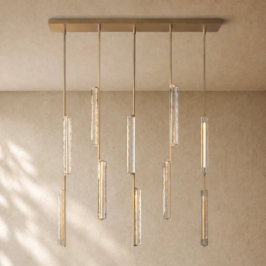 Audubom Crystal Linear Chandelier - Brass / Classic