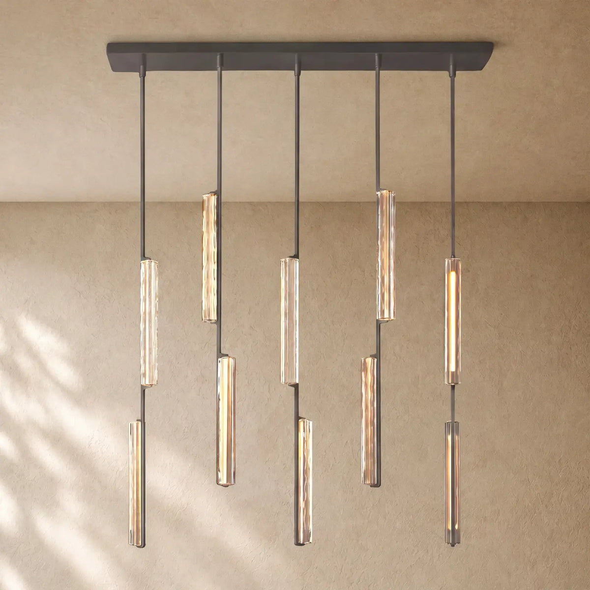 Audubom Crystal Linear Chandelier - Bronze / Classic