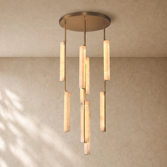 Audubom Alabaster Round Chandelier - 24’’ / Brass / Classic
