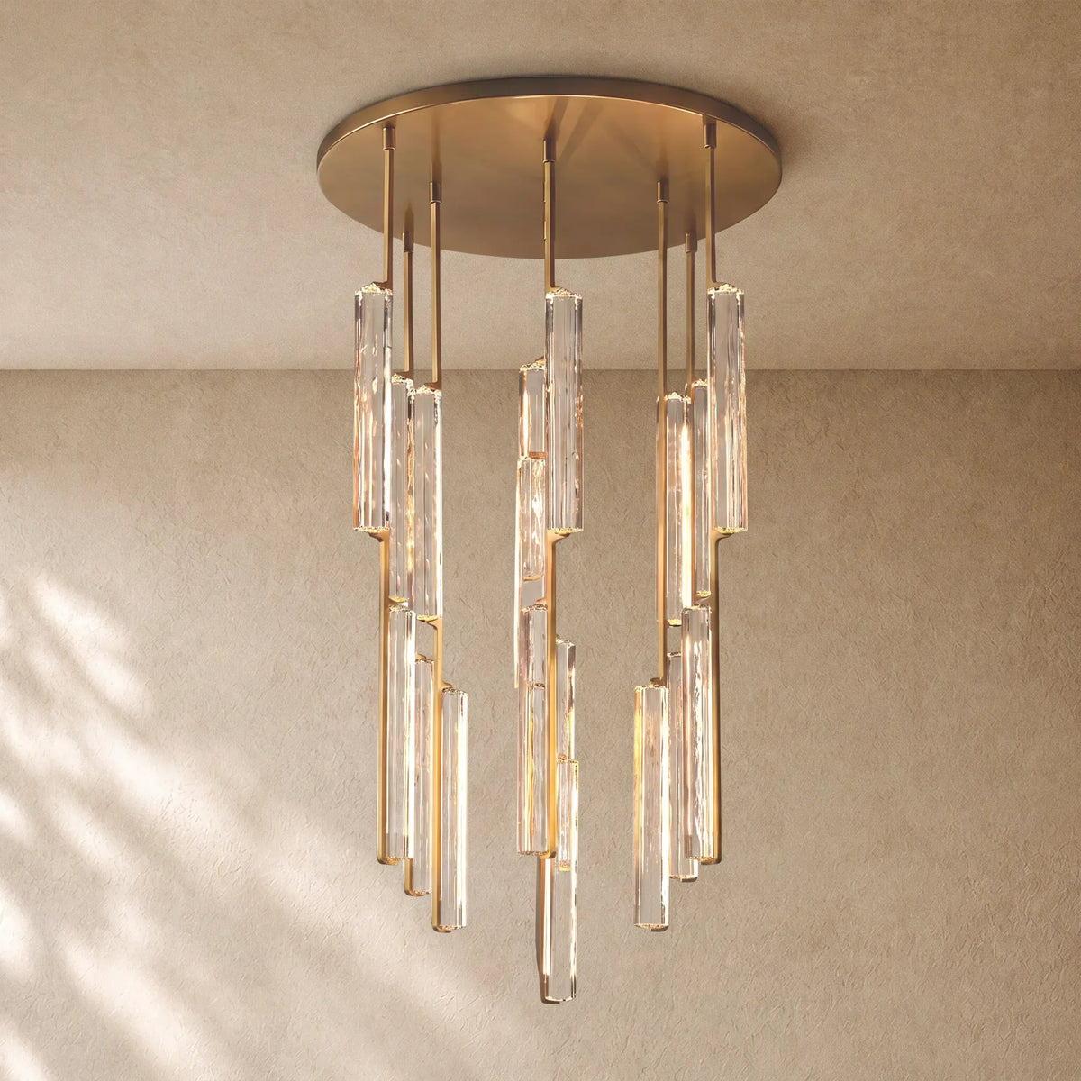 Audubom Crystal Round Chandelier - 40“ / Lacquered Burnished Brass / Classic