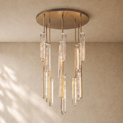 Audubom Crystal Round Chandelier - 40“ / Lacquered Burnished Brass / Classic