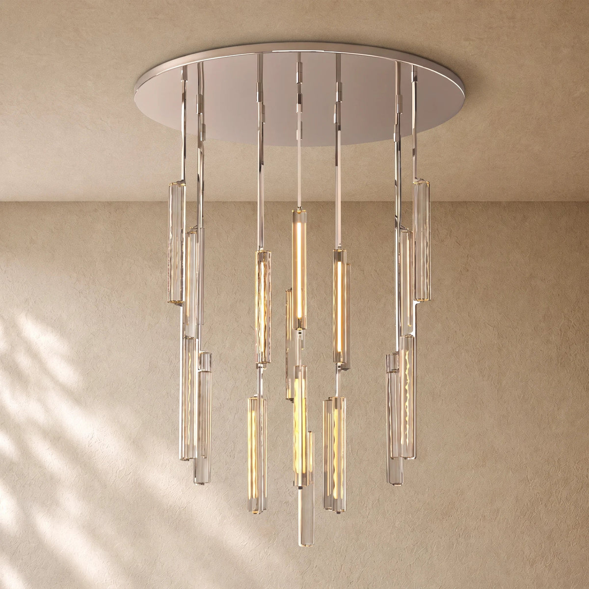 Audubom Crystal Round Chandelier - 56” / Polished Nickel / Classic