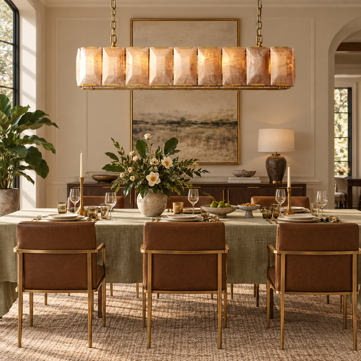 Hadilor Calcite Rectangular Chandelier