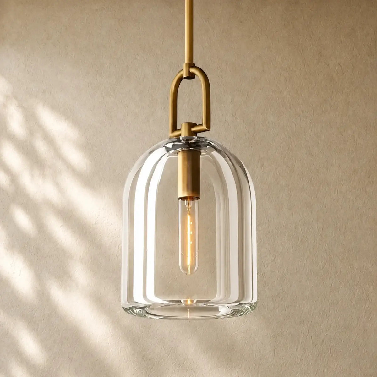 Botanical Cloche Pendant 5’’ 8’’ 10’’ - 5’’ D / Vintage Brass