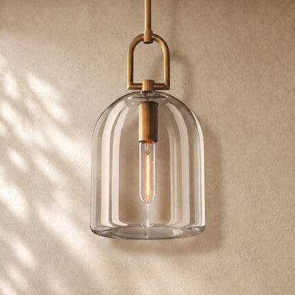 Botanical Cloche Pendant 5’’ 8’’ 10’’ - 8’’ D / Vintage Brass