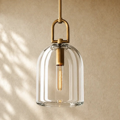 Botanical Cloche Pendant 5’’ 8’’ 10’’ - 10’’ D / Vintage Brass