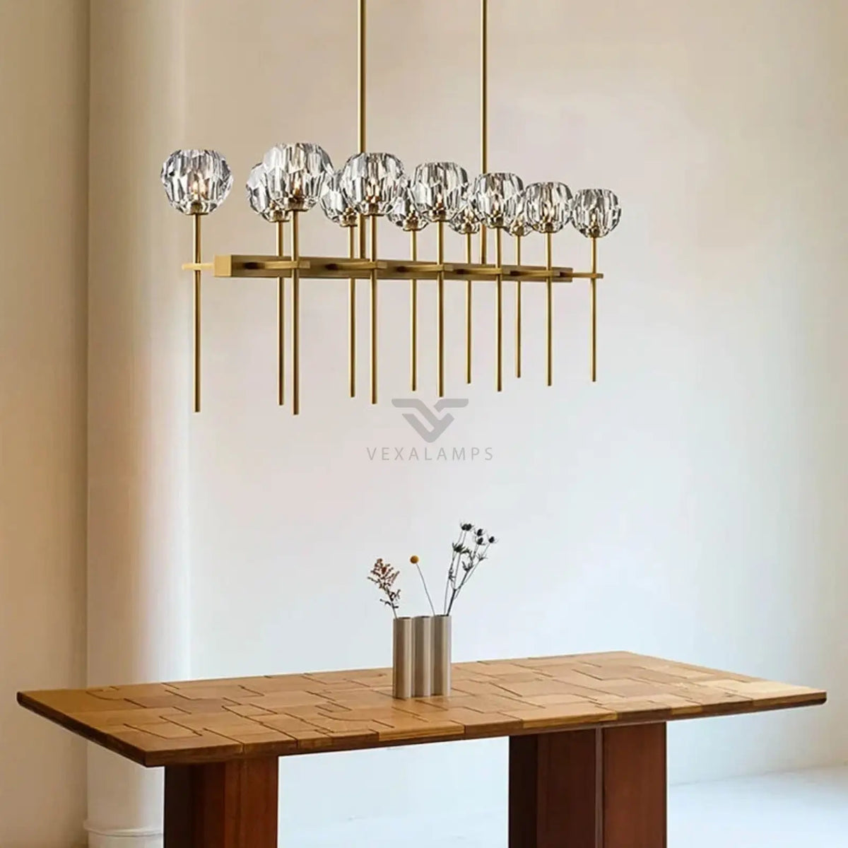 Boulee de Cristal Double Linear Chandelier 60’’