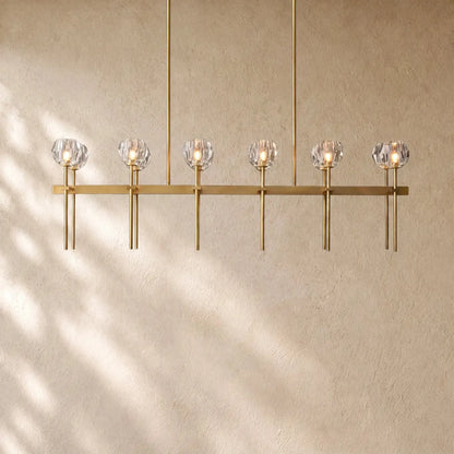 Boulee de Cristal Double Linear Chandelier 60’’ - Clear / Brass