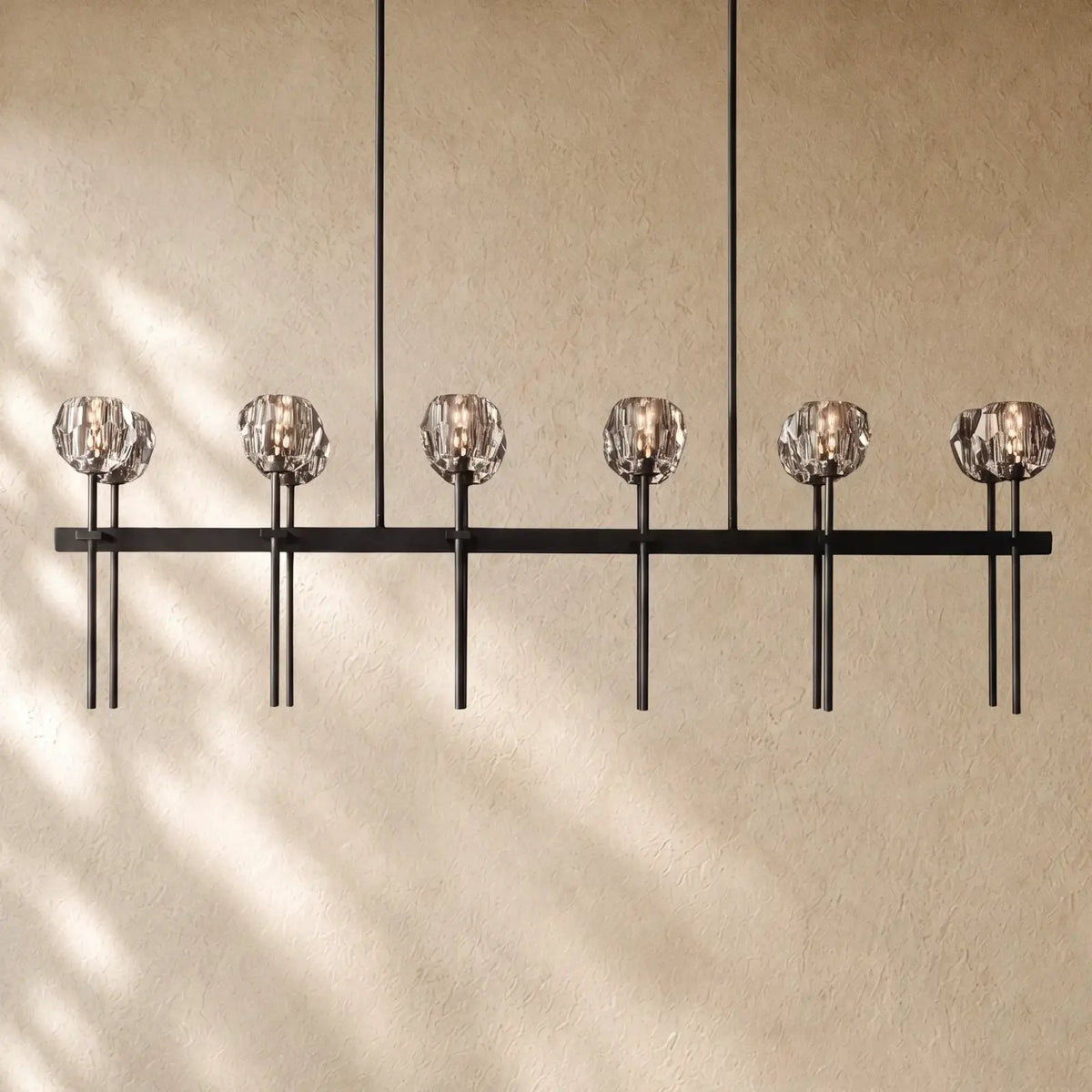 Boulee de Cristal Double Linear Chandelier 60’’ - Clear / Bronze