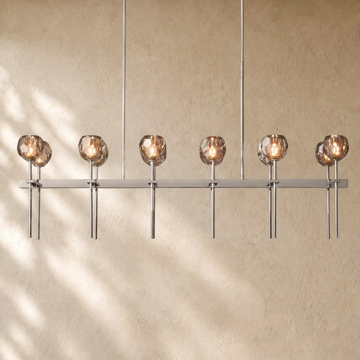 Boulee de Cristal Double Linear Chandelier 60’’ - Clear / Nickle