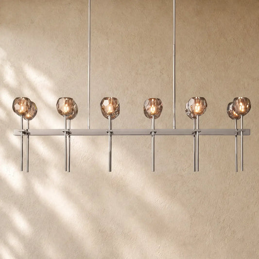 Boulee de Cristal Double Linear Chandelier 60’’ - Clear / Nickle