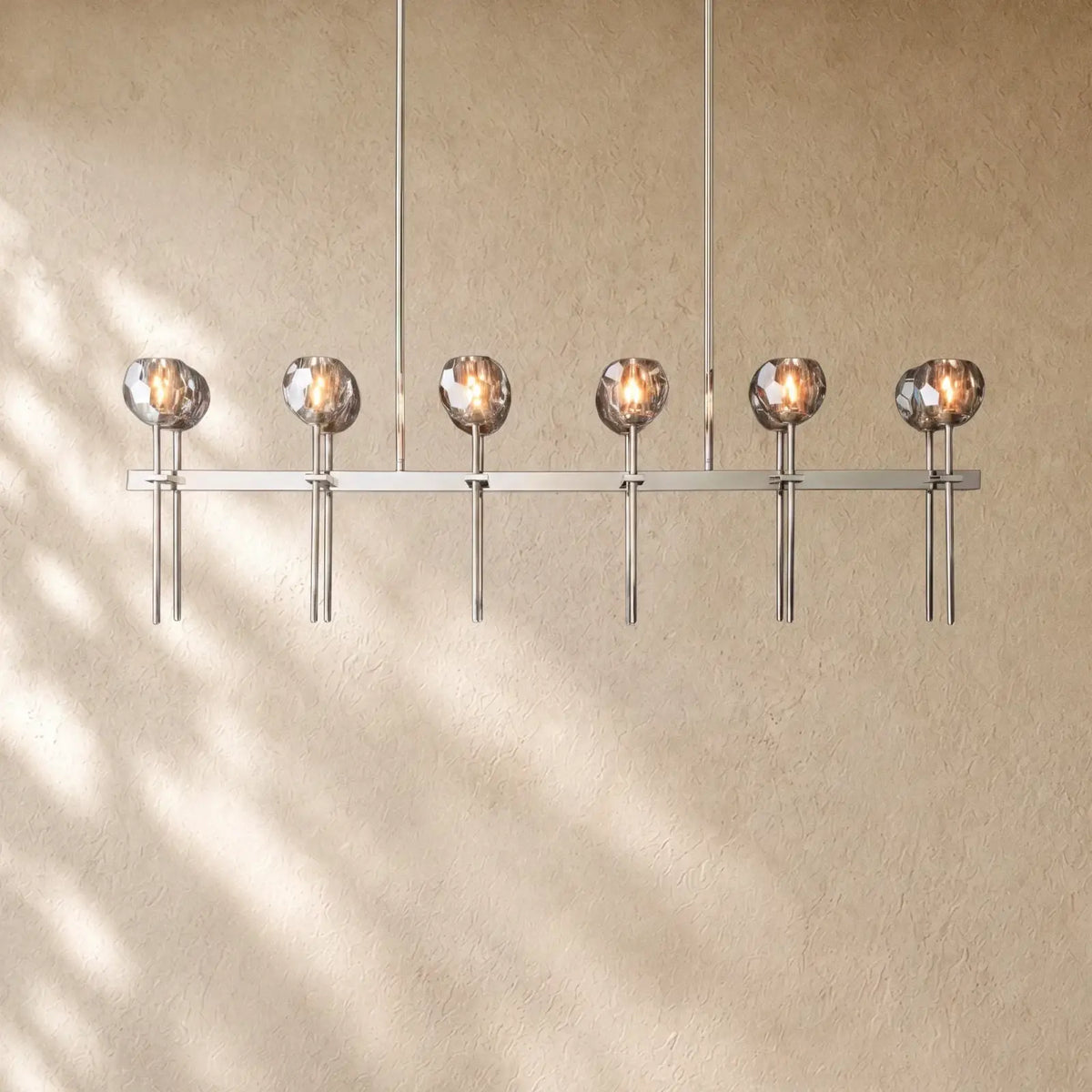 Boulee de Cristal Double Linear Chandelier 60’’ - Smoke / Nickle