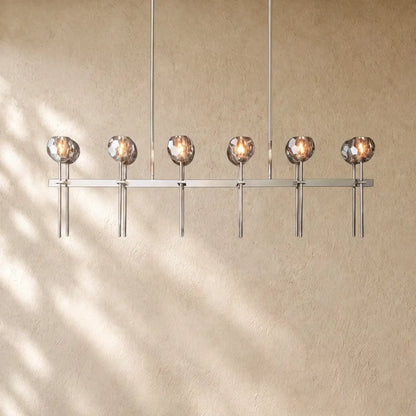 Boulee de Cristal Double Linear Chandelier 60’’ - Smoke / Nickle