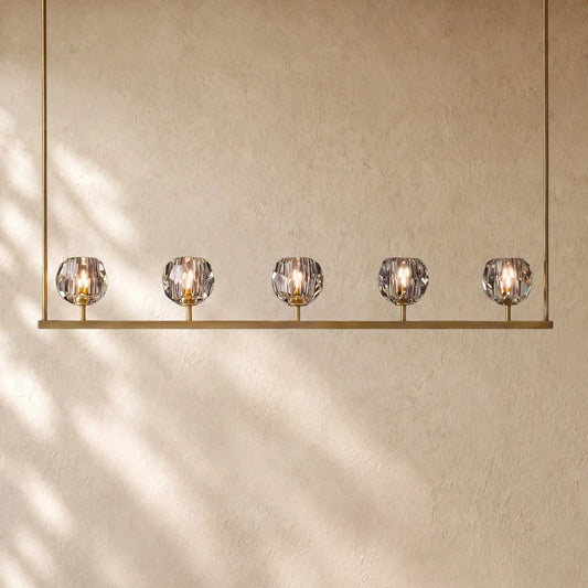 Boulee de Cristal Glass Linear Chandelier 48’’ 60’’ - 48’’ / Lacquered Brass / Clear