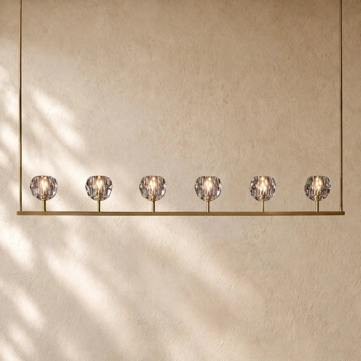 Boulee de Cristal Glass Linear Chandelier 48’’ 60’’ - 60’’ / Lacquered Brass / Clear
