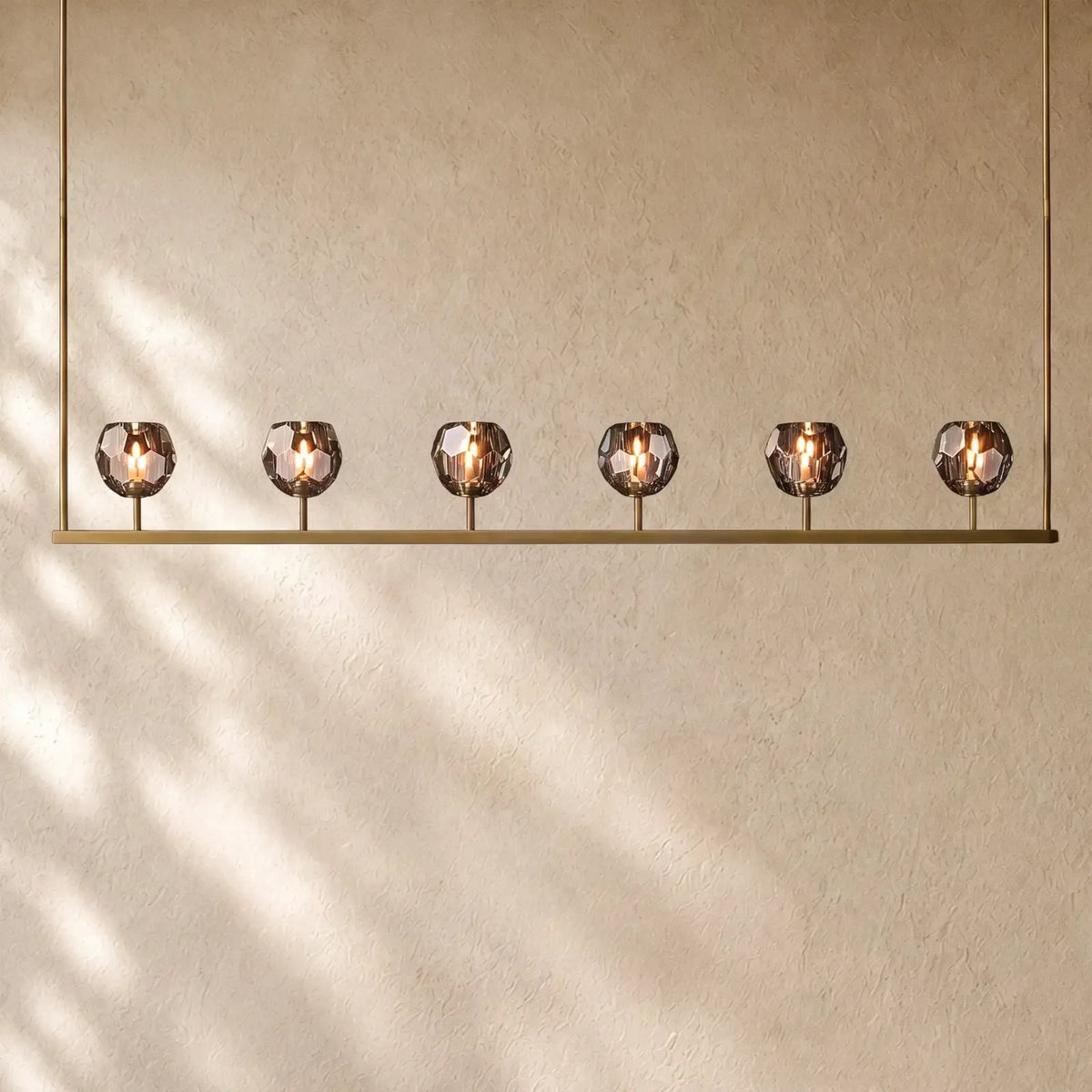 Boulee de Cristal Glass Linear Chandelier 48’’ 60’’ - 60’’ / Lacquered Brass / Smoked