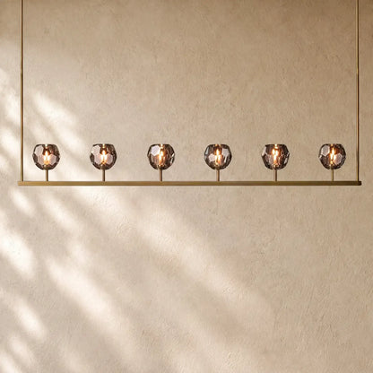 Boulee de Cristal Glass Linear Chandelier 48’’ 60’’ - 60’’ / Lacquered Brass / Smoked