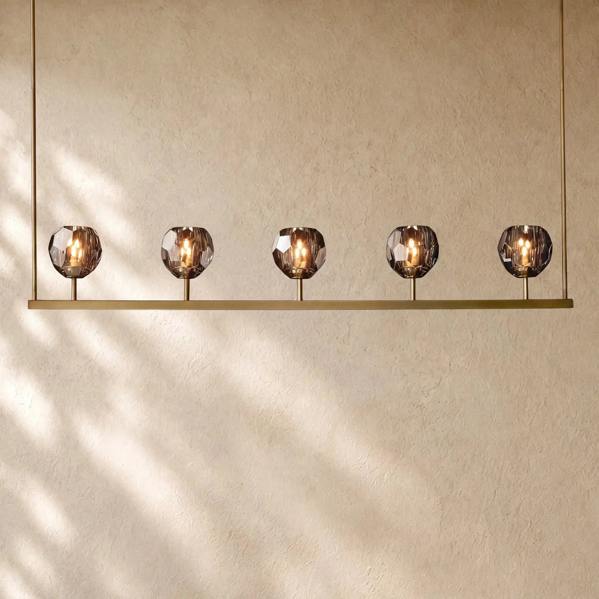 Boulee de Cristal Glass Linear Chandelier 48’’ 60’’ - 48’’ / Lacquered Brass / Smoked