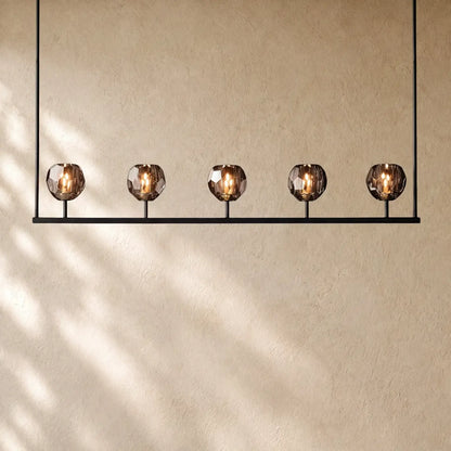 Boulee de Cristal Glass Linear Chandelier 48’’ 60’’ - 48’’ / Matte Black / Smoked