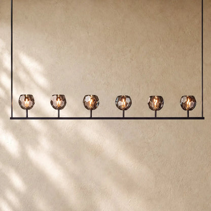 Boulee de Cristal Glass Linear Chandelier 48’’ 60’’ - 60’’ / Matte Black / Smoked