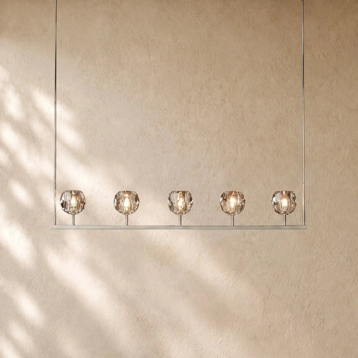 Boulee de Cristal Glass Linear Chandelier 48’’ 60’’ - 48’’ / Polished Nickel / Clear