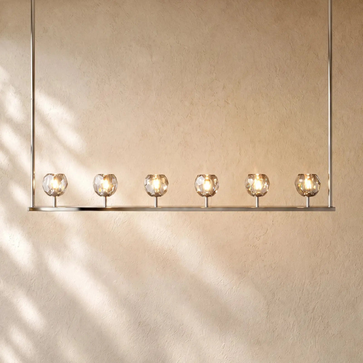 Boulee de Cristal Glass Linear Chandelier 48’’ 60’’ - 60’’ / Polished Nickel / Smoked