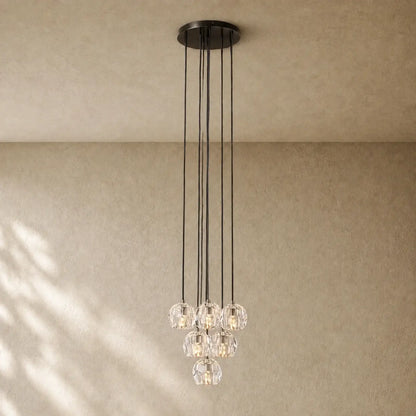 Boulee de Cristal Glass Round Cluster Chandelier - Bronze / 14’’ / Clear