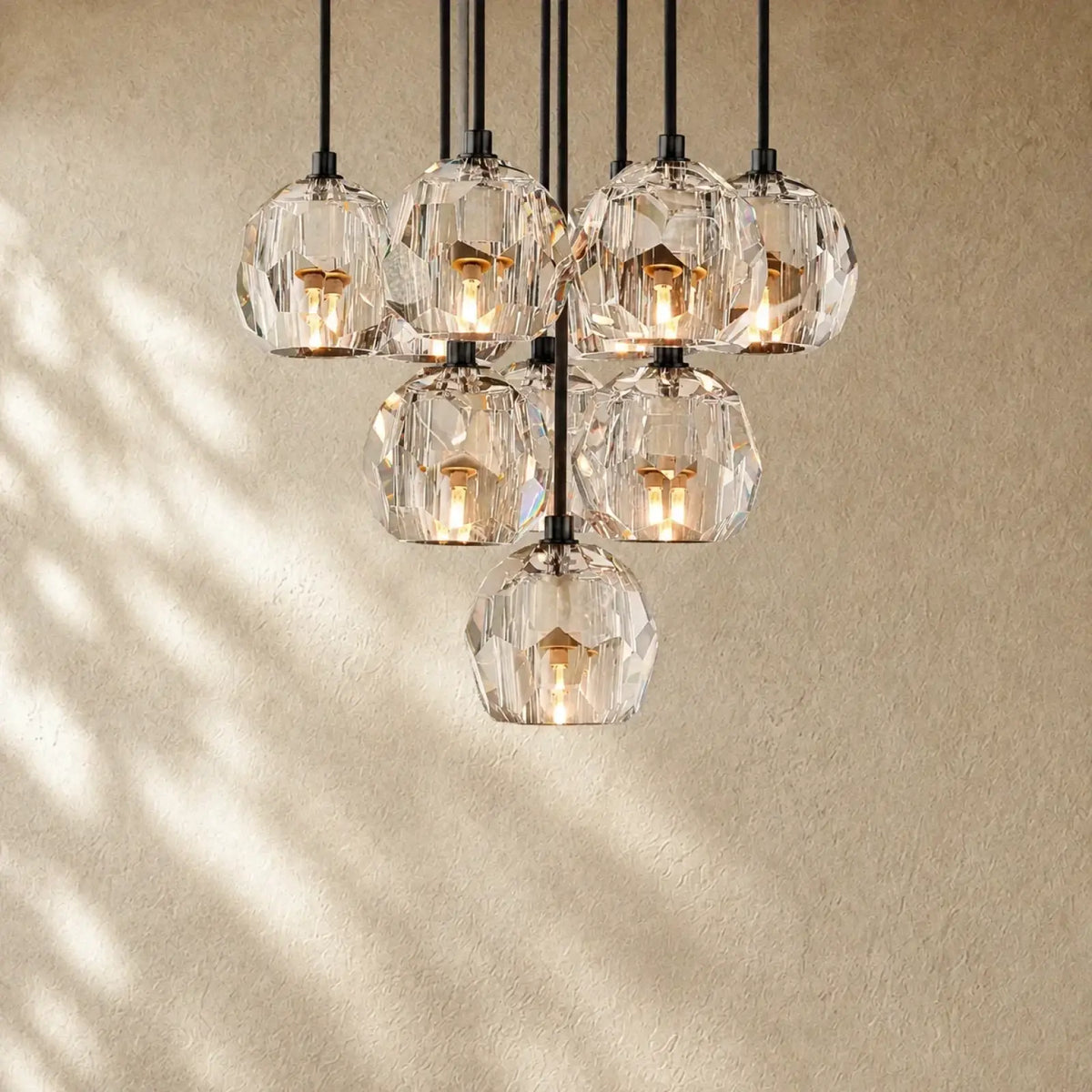 Boulee de Cristal Glass Round Cluster Chandelier - Bronze / 14’’ / Smoke