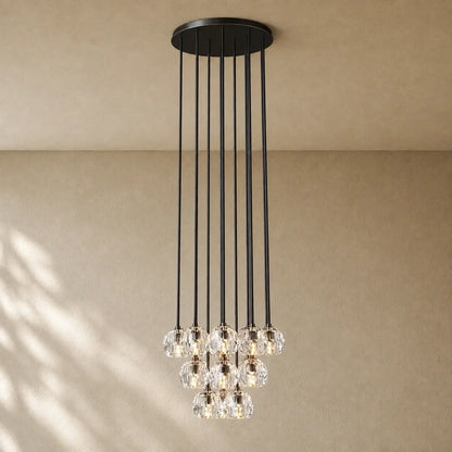 Boulee de Cristal Glass Round Cluster Chandelier - Bronze / 19’’ / Clear