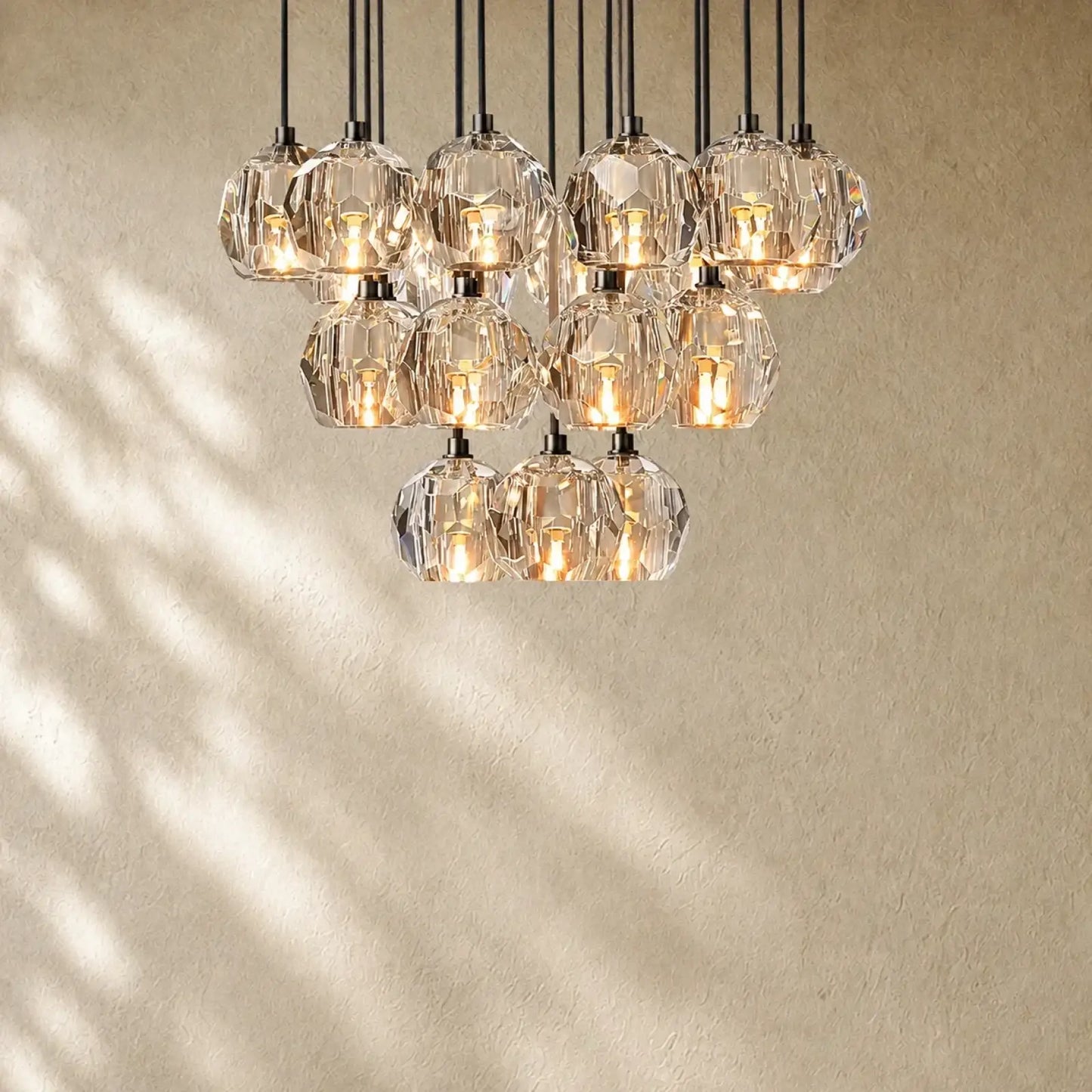 Boulee de Cristal Glass Round Cluster Chandelier - Bronze / 19’’ / Smoke