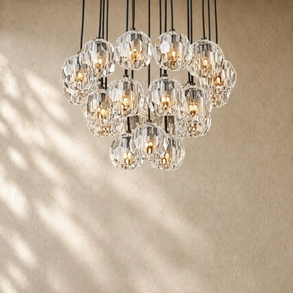 Boulee de Cristal Glass Round Cluster Chandelier - Bronze / 24’’ / Clear