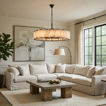 Brookhill Alabaster Round Chandelier 43’’ - Chandelier