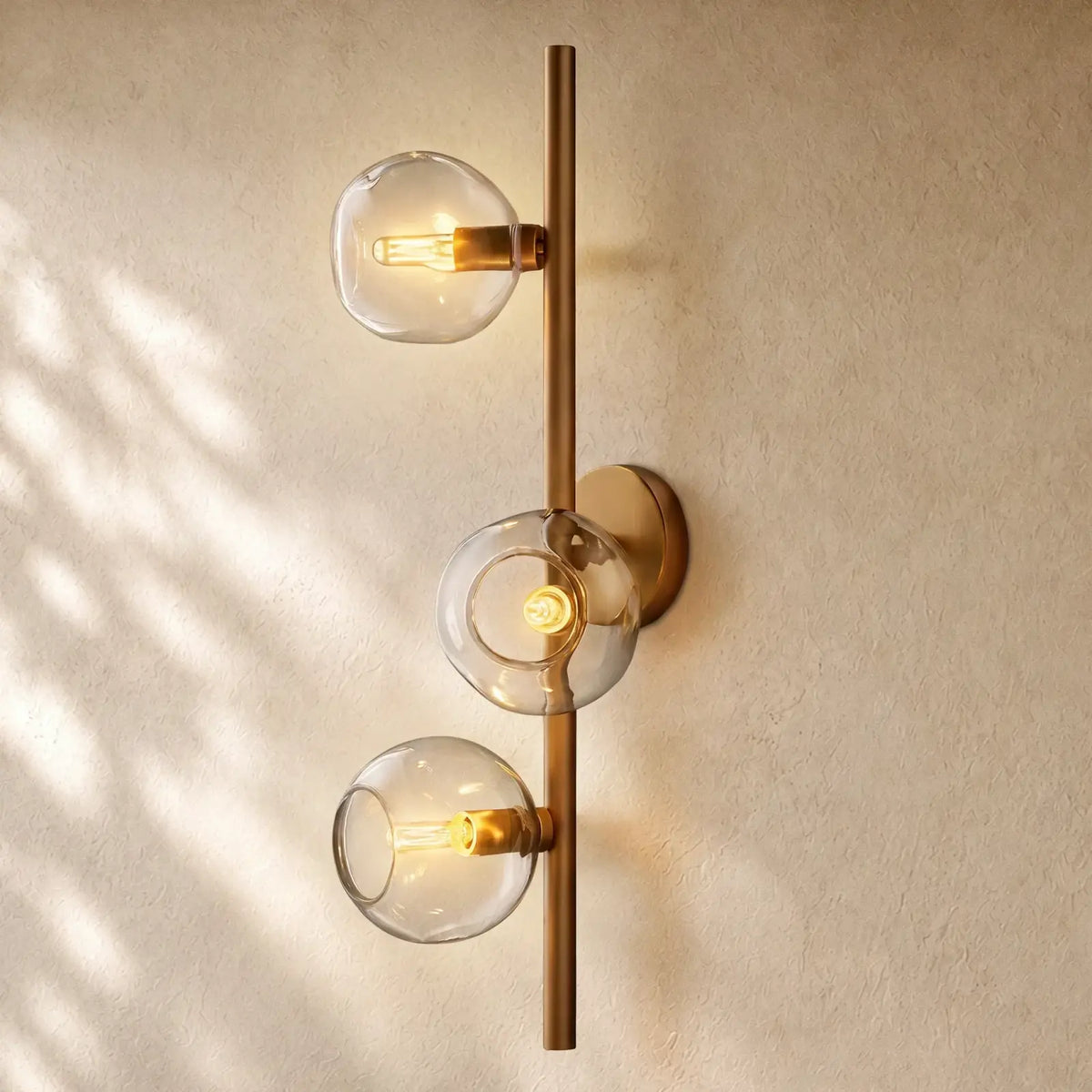 Bubble Glass Cascade Sconce - Lacquered Burnished Brass / Smoke