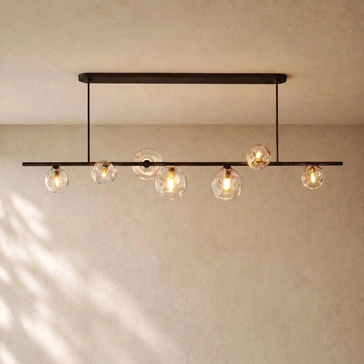 Bubble Glass Linear Chandelier - Bronze / 60’’ / Smoke