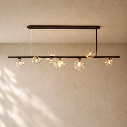 Bubble Glass Linear Chandelier - Bronze / 60’’ / Smoke