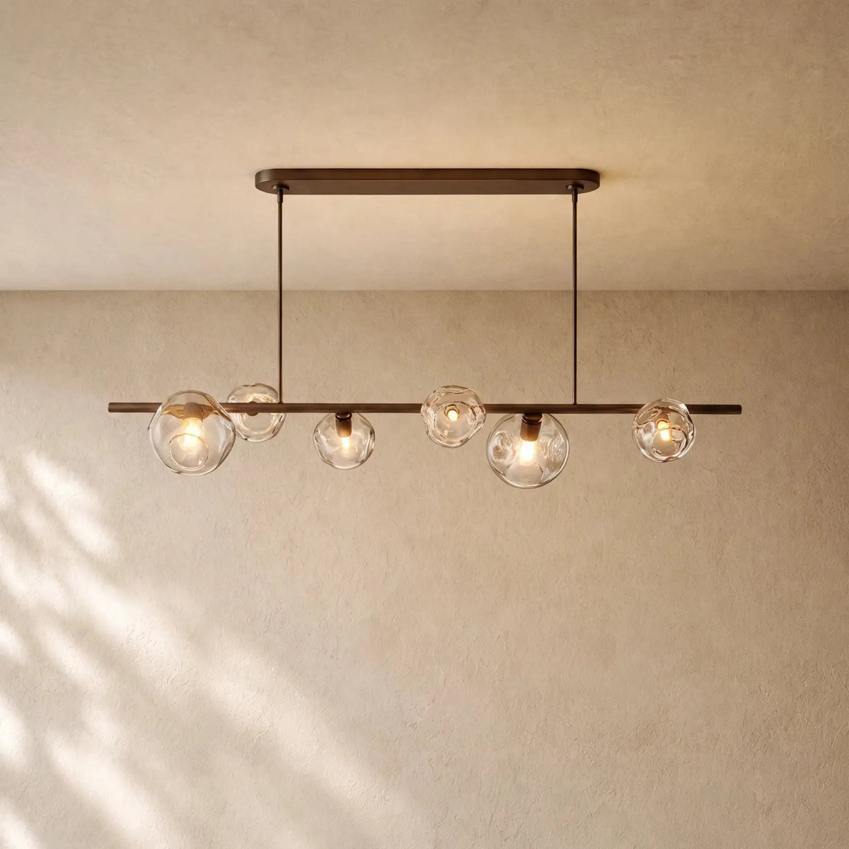 Bubble Glass Linear Chandelier - Bronze / 78’’ / Clear