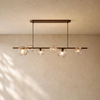Bubble Glass Linear Chandelier - Bronze / 78’’ / Clear