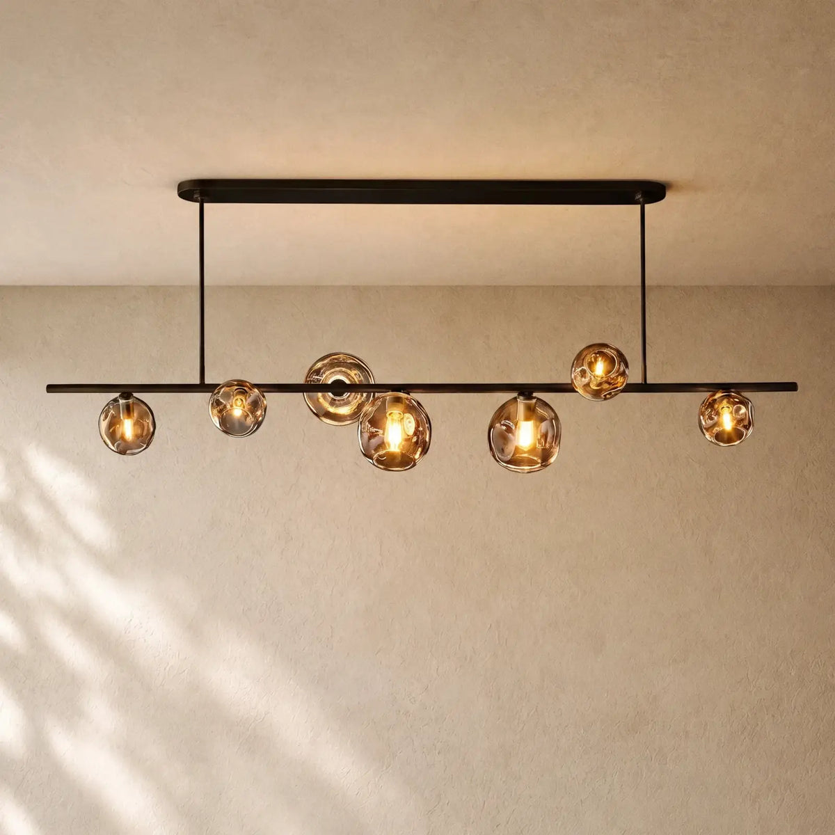 Bubble Glass Linear Chandelier - Bronze / 78’’ / Smoke